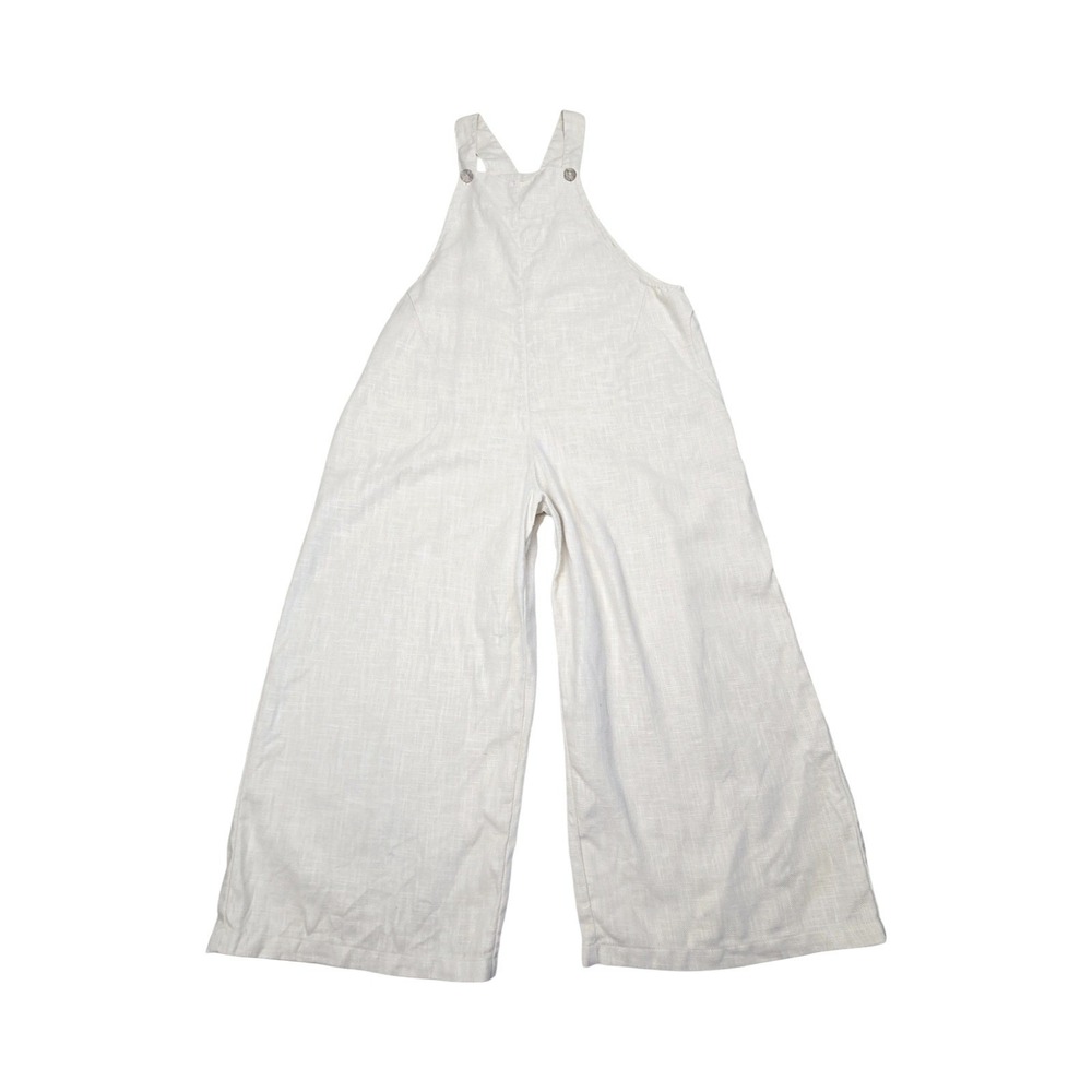 Kleen Women Beige Off White Wide Leg Overalls Jumpsuit LG Lagenlook Boho Hippy